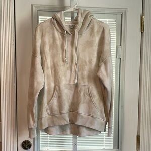 Aerie Oversized Hoodie Sz XS Cream Tie Dye